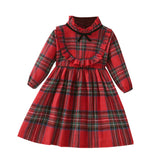 Kids Girl Red Plaid Christmas Bowknot Princess Patchwork Dress