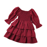 Spring Autumn Kid Baby Girls Round Collar Long Sleeves Cake Dresses