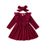 Baby Girl Lace Long Sleeve Velvet Autumn Winter Dresses