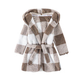 Baby Girl Long-sleeved Plaid Hooded Winter Thickened Warm Coat