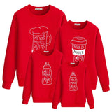 Family Matching Milk Tea Coffee, Warm Heart Letter Printing Shirts Tops
