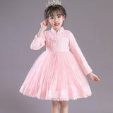 Kid Girl Long Sleeve Princess Evening Pompous Gauze Dresses