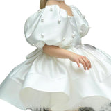 Kid Baby Girl Princess White Pompous Yarn Evening Flower Dresses