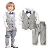 Gentleman Baby Boy Set Plaid Fashion Suits Formal 2 Pcs