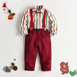 Kid Baby Boy Tie Striped Long-sleeved Suspenders Gentlemen 4 Pcs Sets