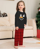 Family Matching Cartoon Plaid Christmas Print Pajamas