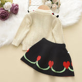 Kid Baby Girl Sweater Sweet Love Round Neck Knitting 2 Pcs Sets Suit