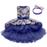 Kid Baby Girl Princess Train Cake Pompadour Ins Sleeveless Jacquard Dresses