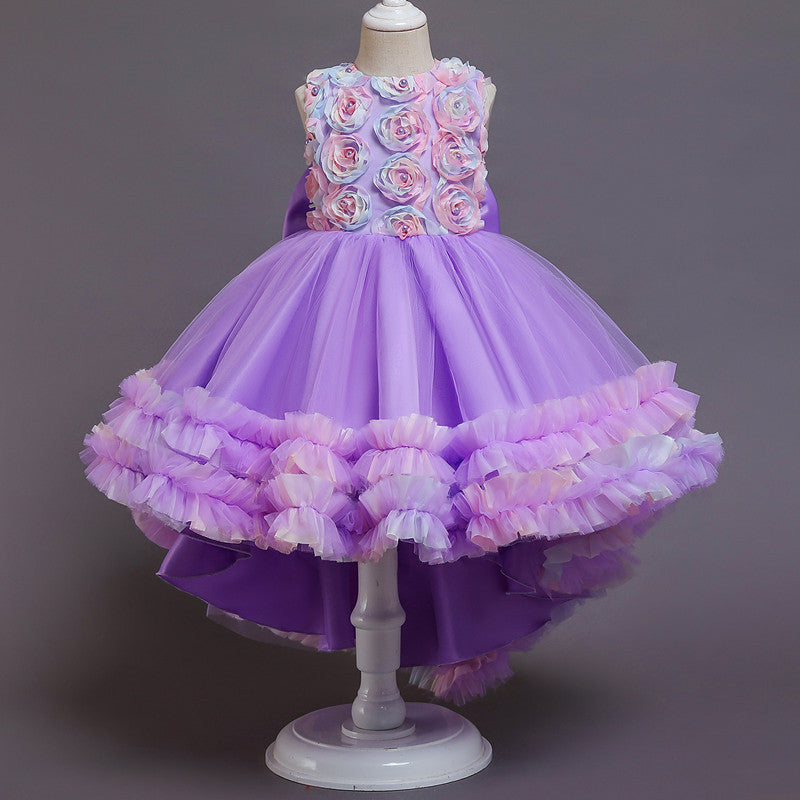 Kid Girl Princess Drag Party Birthday Cake Mesh Dresses