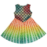 Kid Baby Girl Cartoon Mermaid Colorful Fish Scale Dresses