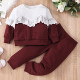 Kid Baby Girls Stay Home and Go Out Warm Cotton Lace 2 Pcs Sets Suits