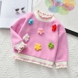 Kid Baby Girl Flower Spring Autumn Long Sleeve Sweaters