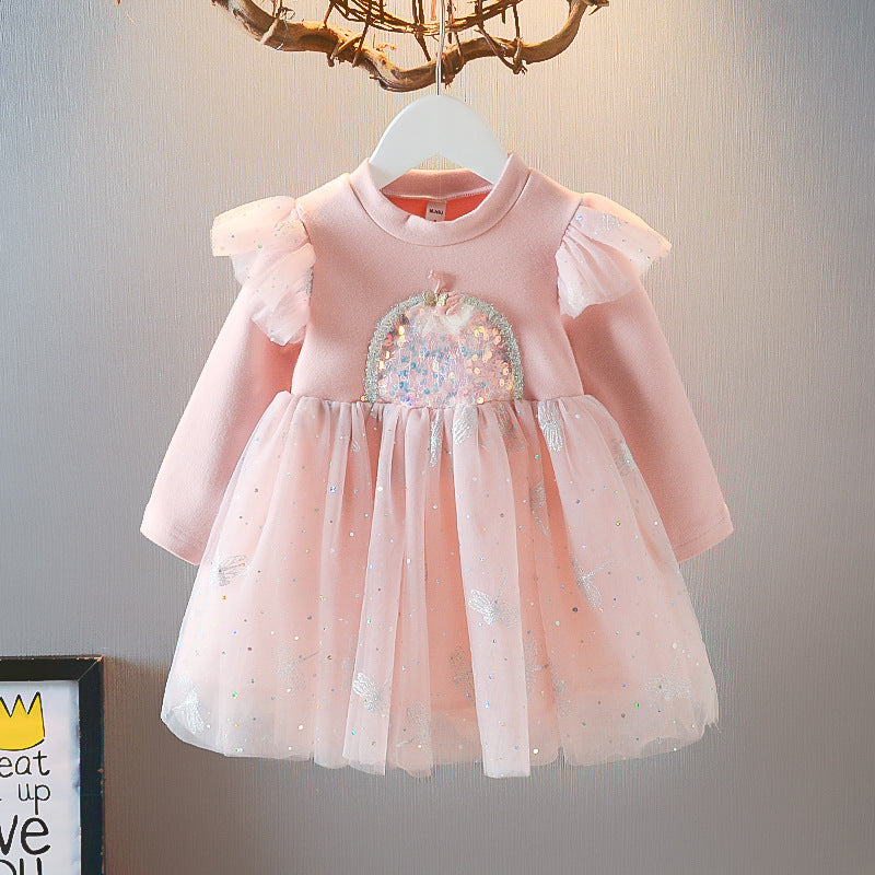 6M-5Y Girl Boutique Autumn Winter Fluffy Casual Dress
