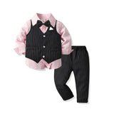 Kid Baby Boys Suit Spring Autumn Long Sleeve Formal 4 Pcs Sets