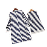 Family Matching Mother Daughter  Lace Skirt Stripe Dress