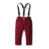 Kid Baby Boy Suit Long Sleeve Cardigan Gentlemen Suspenders 3 Pcs Sets