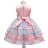 Kid Girl Bow Rose Pompous Skirt Gauze Dress