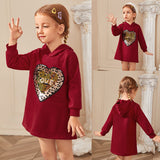 Kid Baby Girl Sequins Flip Cartoon A-line Sweatshirt Hoodie