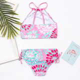 Kid Girls Swimsuit Split Water Drop Print Bikini