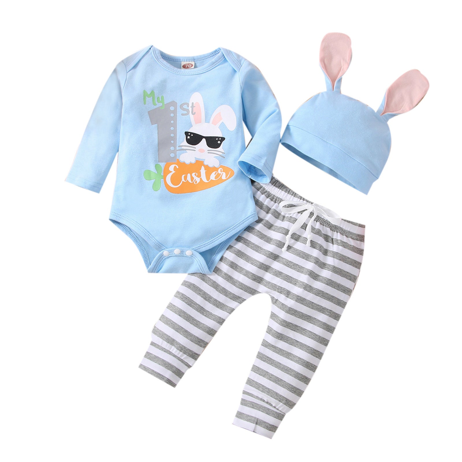 Baby Girl Suit Spring Long Sleeve Rabbit Printed Pure Cotton 3 Pcs Sets