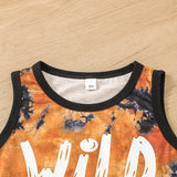 Kid Baby Boy Letter Trendy Fan Tie-dye Tank Shorts 2 Pcs Set