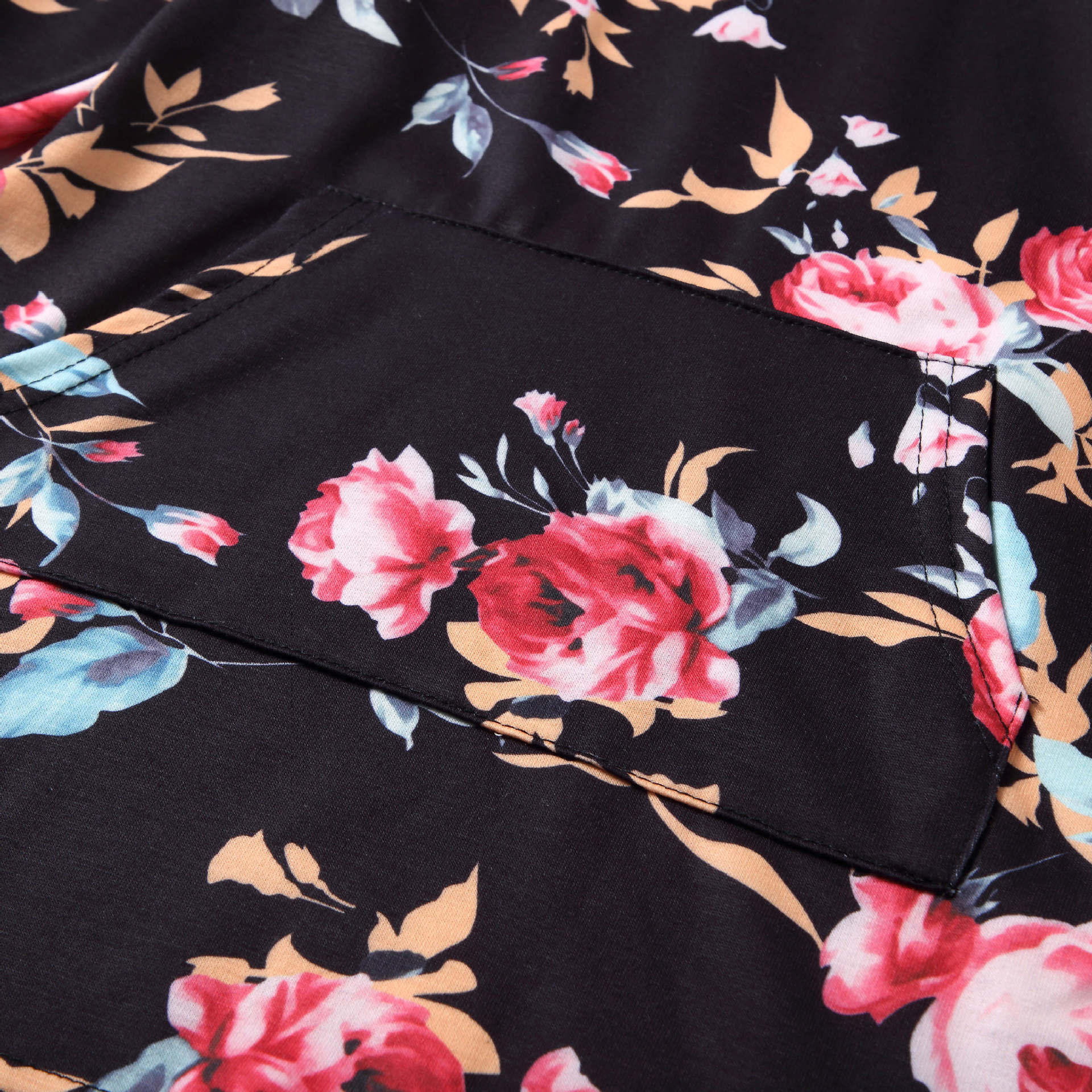 Family Matching Mother-daughter Floral-printed Black Dress