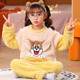 Kid Girl Autumn Winter Coral Velvet Cute Cartoon Sweet Pajamas