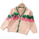 Kid Baby Autumn Knitted Cardigan Contrast Knitted Cute Sweater