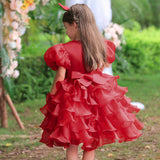 Kid Baby Girl Bubble Sleeve Puffy Cake Sequin Gauze Dresses
