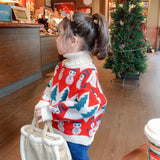 Kid Baby Girls Christmas Thickened High Collar Pullover Sweater