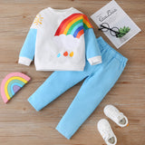 Kid Baby BoyLong Sleeve Rainbow Print 2 Pcs