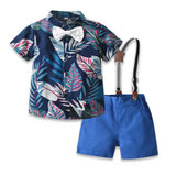 Kid Baby Boys Suit Printed Stand Collar Short Sleeve Summer 2 Pcs Sets