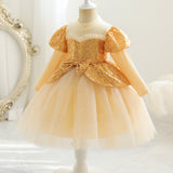 Kid Girl Bow Princess Sequined Gauze Dress