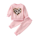 Kid Baby Girl Love Clip Cotton Leopard Valentine Set 2 Pcs