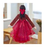 Kid Girls Spring Autumn Long Sleeved Trailing Sequins Dresses