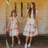 Family Matching Mother-daughter Rainbow Vertical Stripe Holiday Dresses