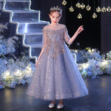 Kid Baby Girl Princess Spring Yarn Flower Wedding Piano Performance Dresses