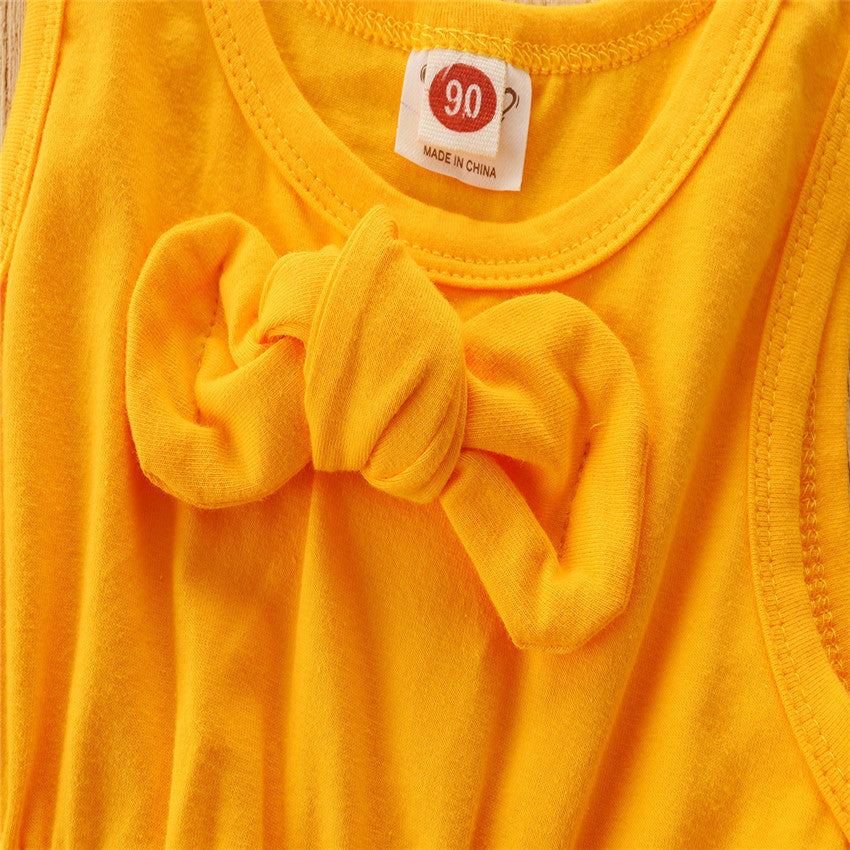 Kid Baby Girls Fashion Summer Sleeveless Sunflower 2 Pcs Sets