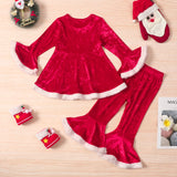 Kid Baby Girl Christmas Red Suits 2 Pcs Sets