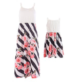 Family Matching Mother Daughter Halter Hawaiian Vacation Striped Dresses