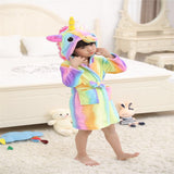 Kid Girl Flannel Pegasus Bathrobe Animal Gown Rainbow Cartoon Pajamas