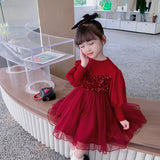 Kid Baby Girls Sequin Princess Autumn Dress