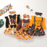 0-18M Baby Girl Halloween Long Sleeves Straps 2 Pcs Sets