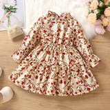 Kid Baby Girl Ditsy Floral Print Long Sleeve Autumn Boho Dress