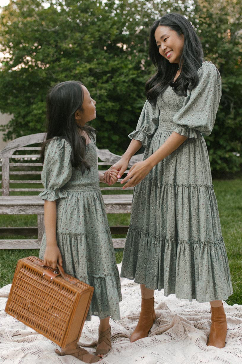 Family Matching Parent-child Bohemian Long Square Collar Dresses