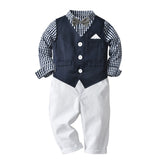 Kid Baby Boy Suit Long Sleeve Gentleman Bow Tie 4 Pcs Sets