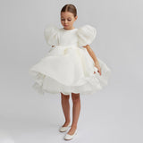 Kid Baby Girl Princess Bubble Sleeve Puffy Gauze  Lace Dresses