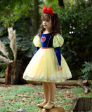 Kid Girl White Snow Princess Autumn Winter Bubble Sleeve Dresses