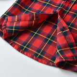 Kid Baby Boy Suit Long Sleeve Red Plaid Suspenders Formal Sets 2 Pcs