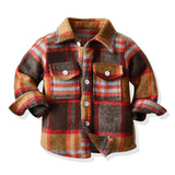 Kid Baby Boy Fashionable Neutral Plaid Long-sleeve Frosted Cotton Shirts Blouse